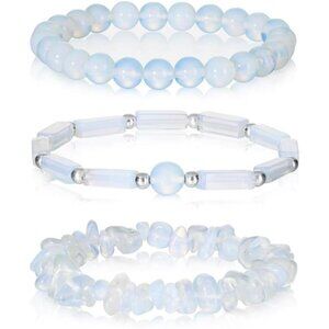 3Pcs Natural Stone Bracelets for Women 8mm Crystal Beaded Bracelets Handmade